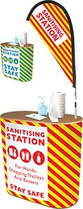 sanitising stations bury